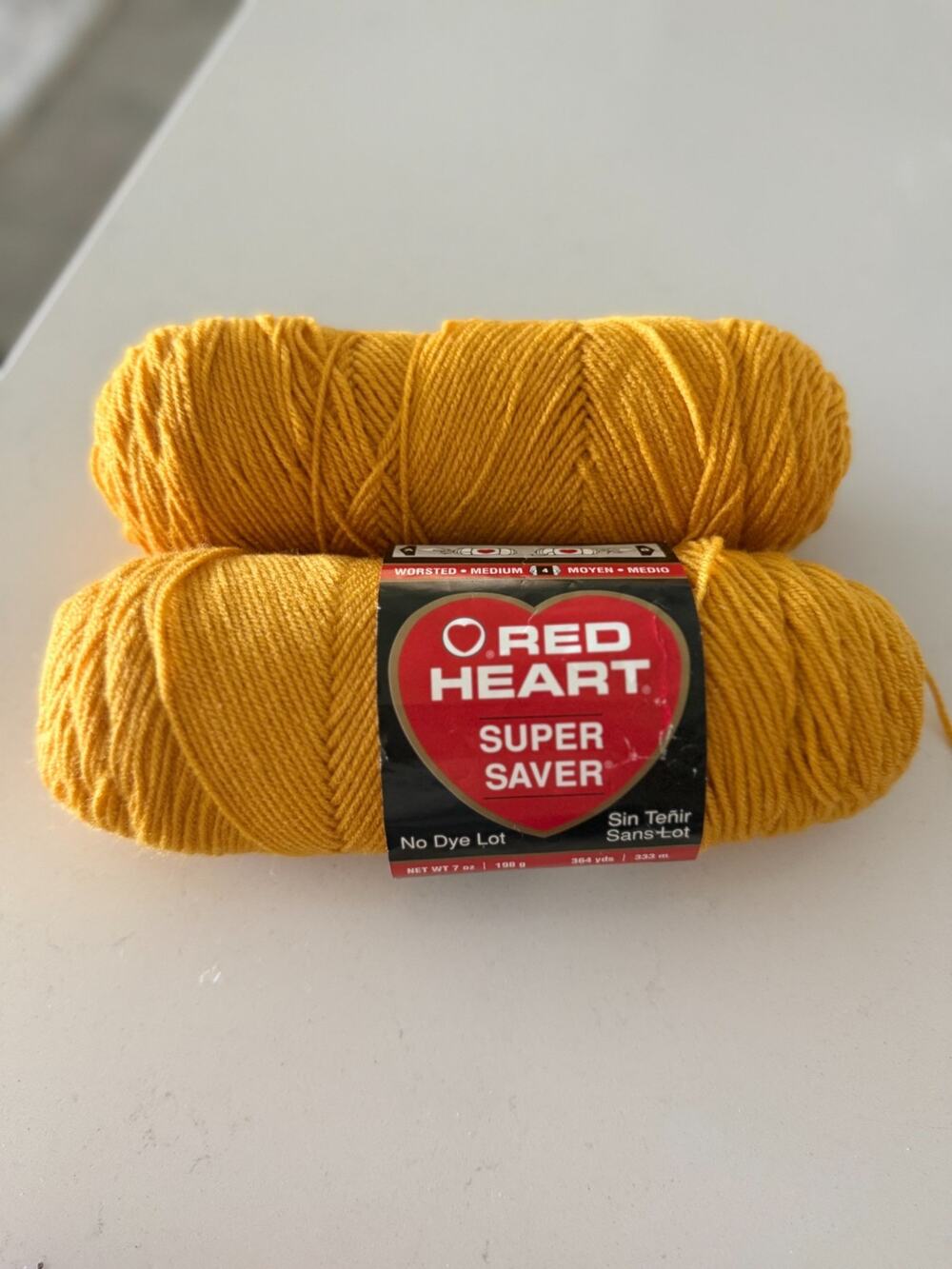Lot of 2 Skeins Red Heart Super Saver Yarn - Gold - E300-0321 Worsted Medium NOS